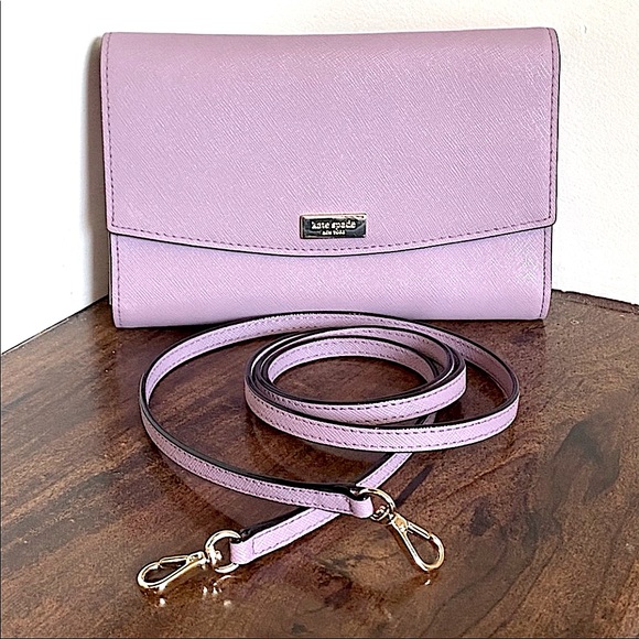 kate spade Handbags - Kate Spade Bright Lavender Leather Mini Crossbody Bag Clutch Wallet 14K Gold